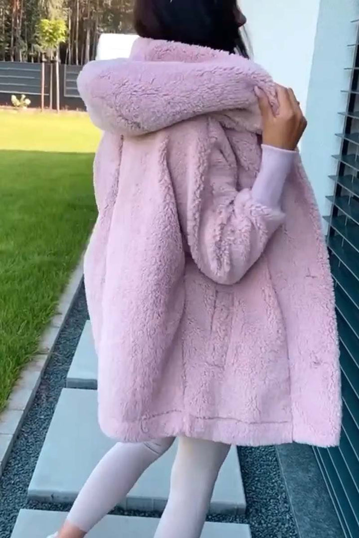 Damska pluszowa kurtka z kapturem